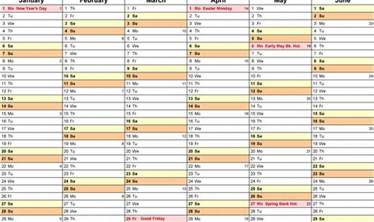 2024 Holiday Calendar Excel Templates Download