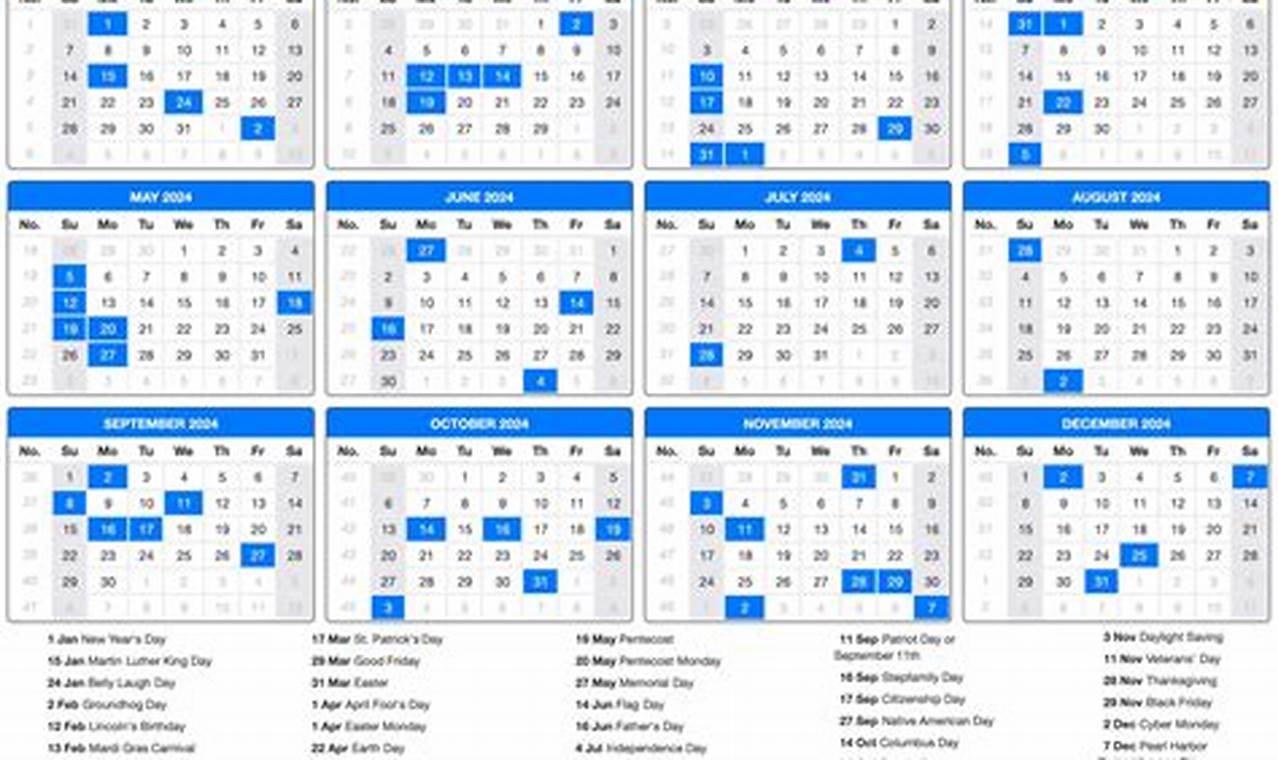 2024 Holiday Calendar Holidays