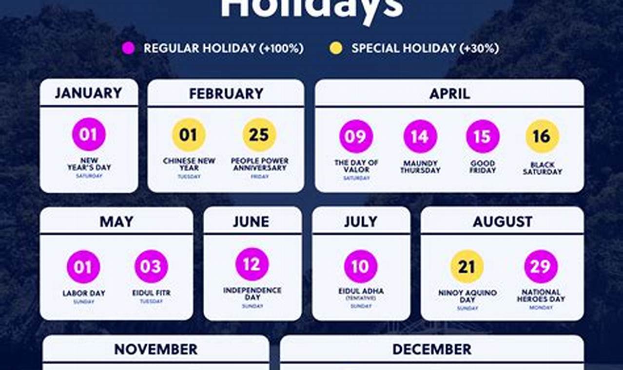 2024 Holiday Calendar In Philippines Map