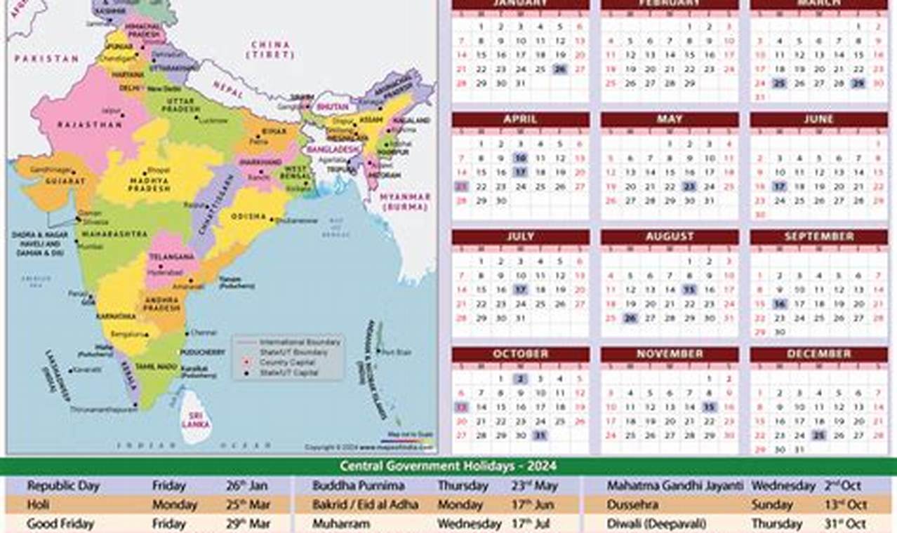 2024 Holiday Calendar Pdf India Map