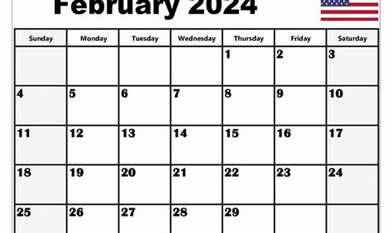 2024 Holiday Calendar Schedule 2024 February Calendar Printable With Holidays United States