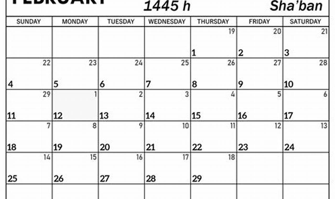 2024 Islamic Calendar February