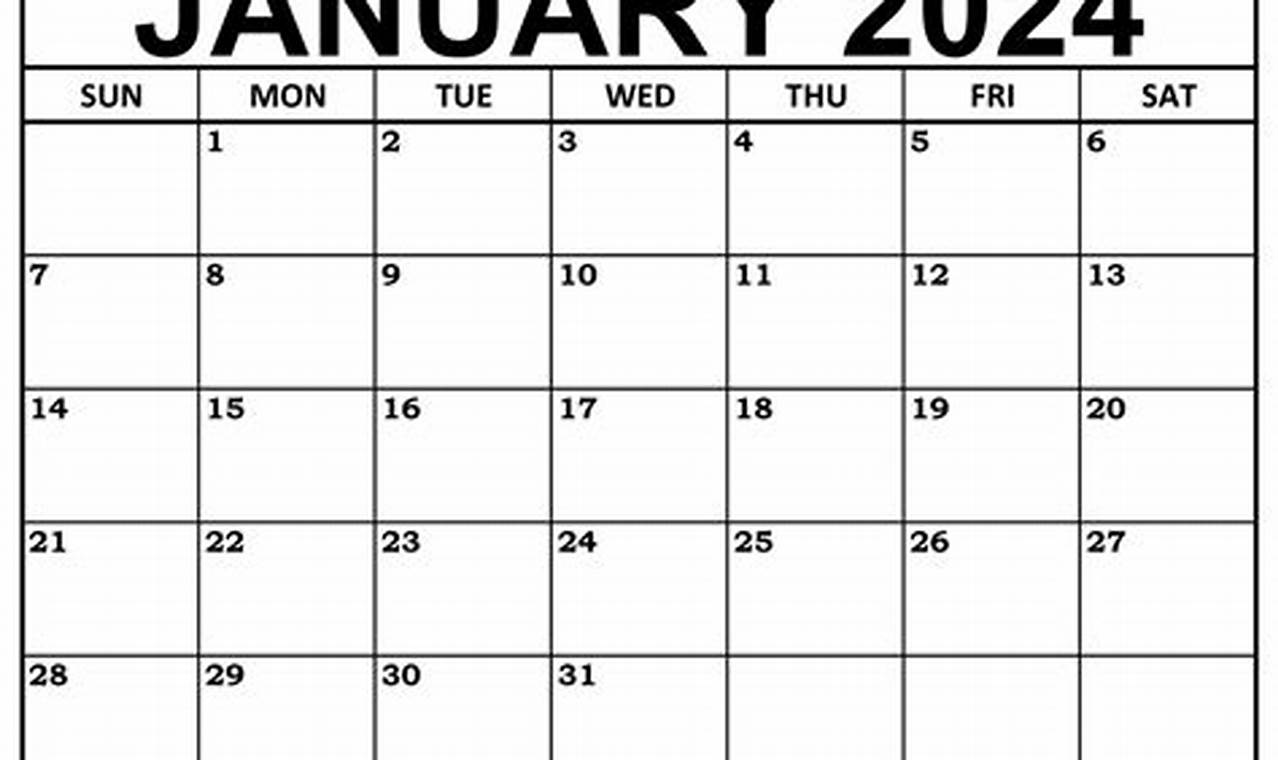 2024 Jan Calendar Template Pdf