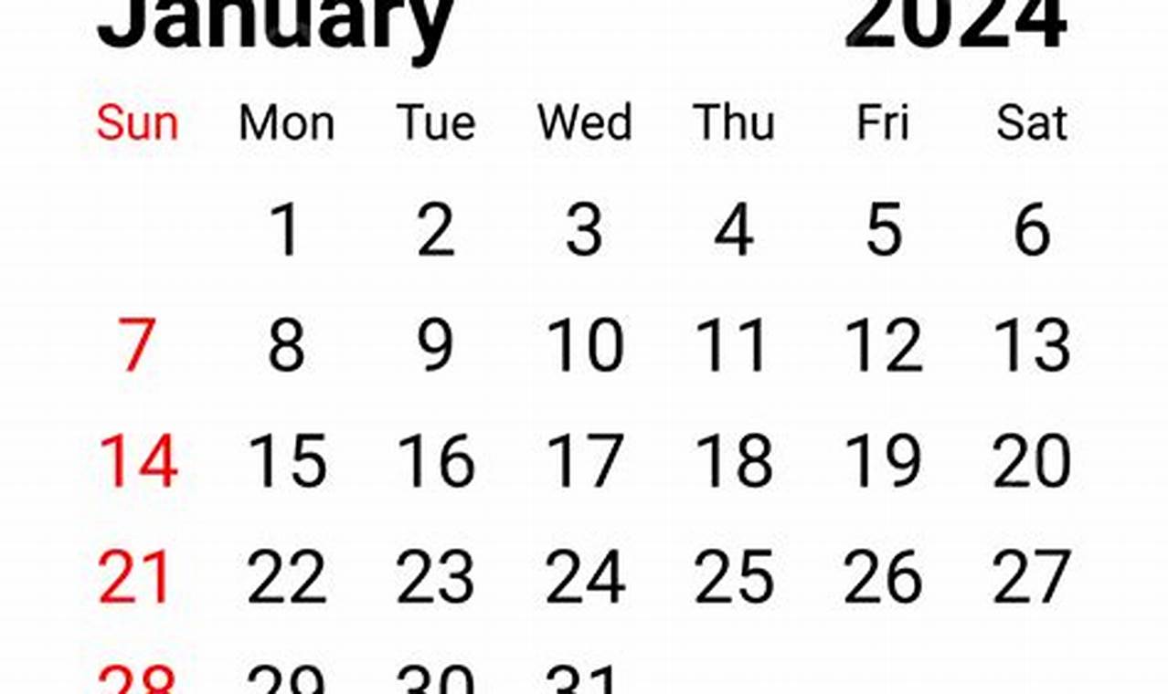 2024 January Calendar Images Clip Art Free