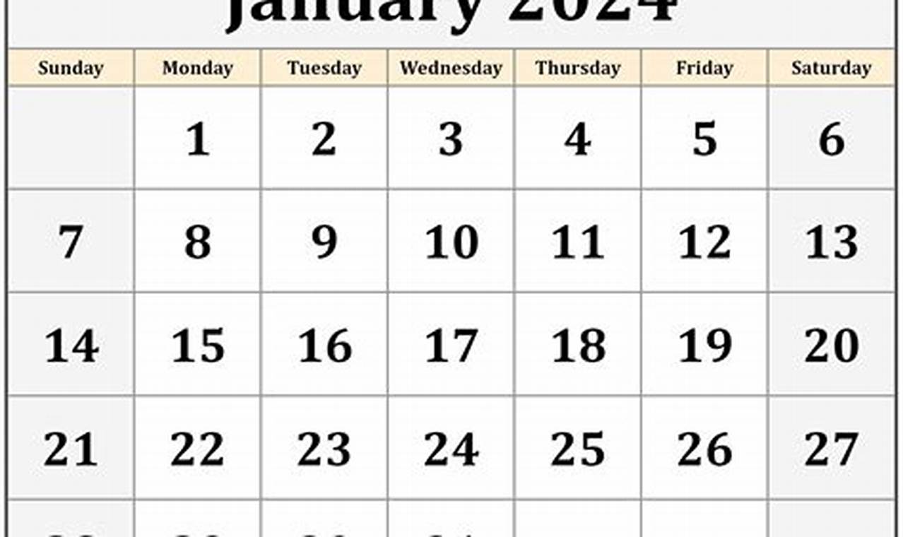 2024 January Calendar Printable