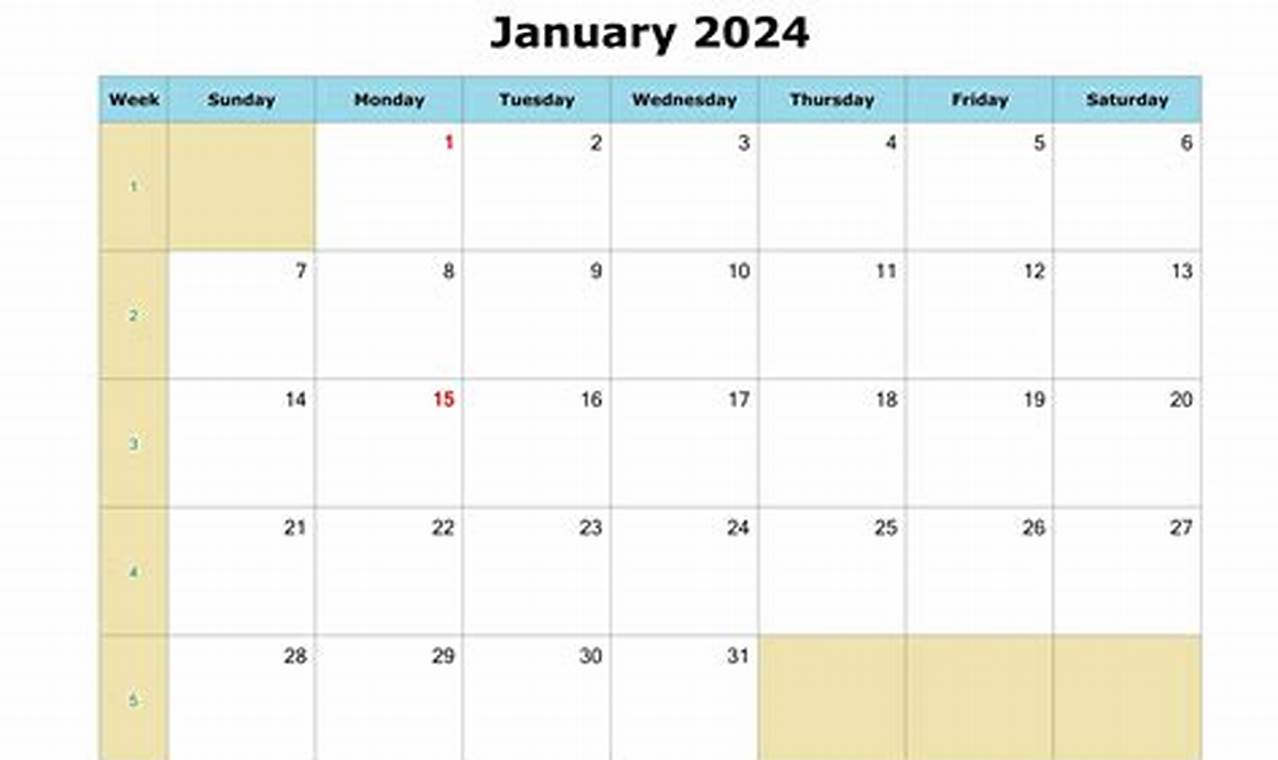 2024 January Calendar Printable Homemade Coupons