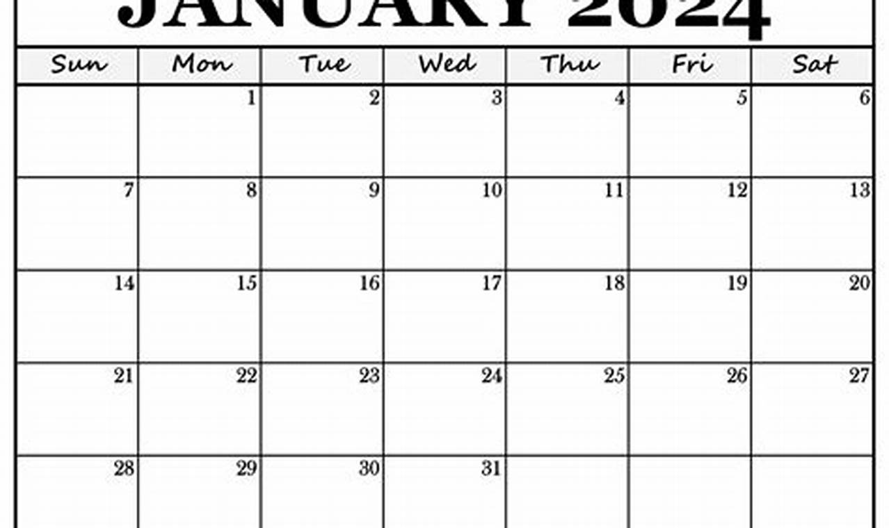 2024 January Calendar To Print Full Screen