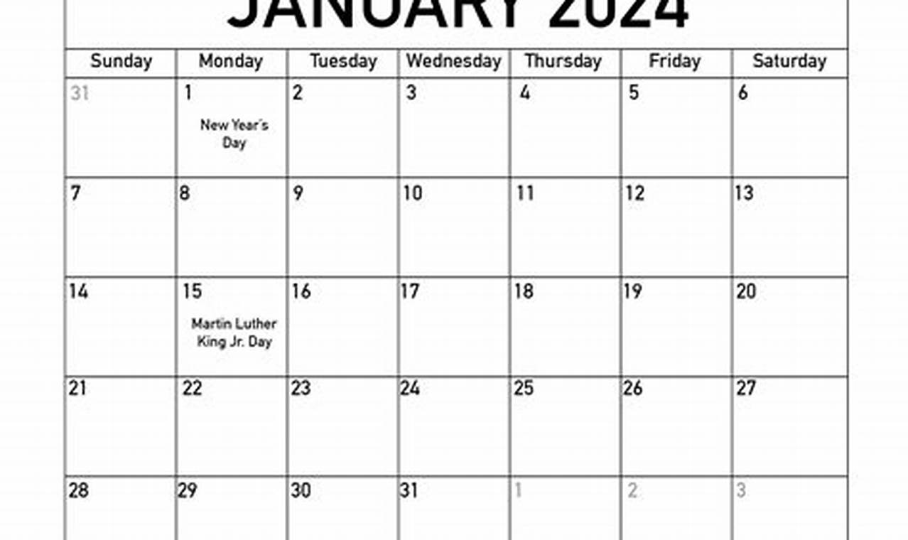 2024 January Calendar With Holidays Photos Pictures Free