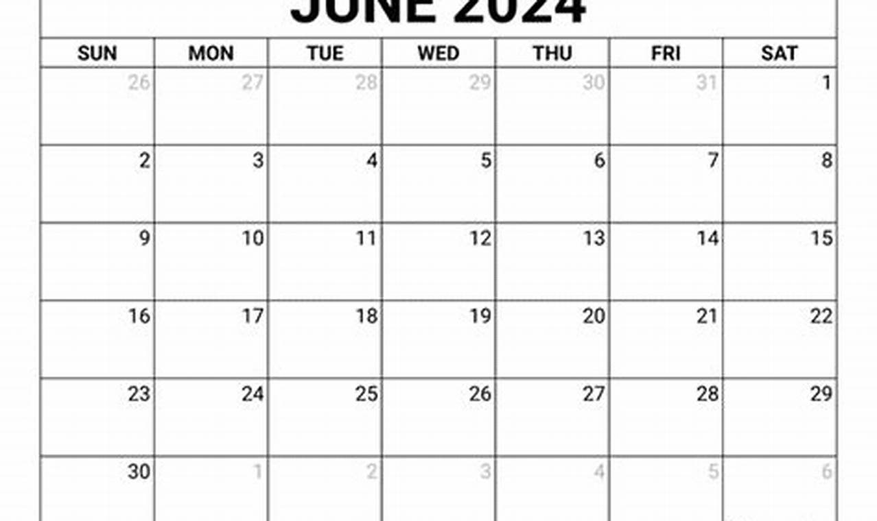 2024 June Calendar Print Out Blank Pdf