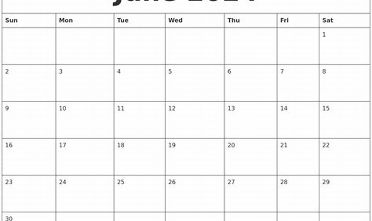 2024 June Calendar Print Out Excel Free Download