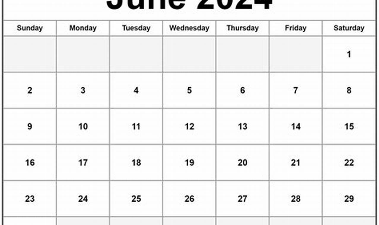 2024 June Calendar Print Out Sheets Printable