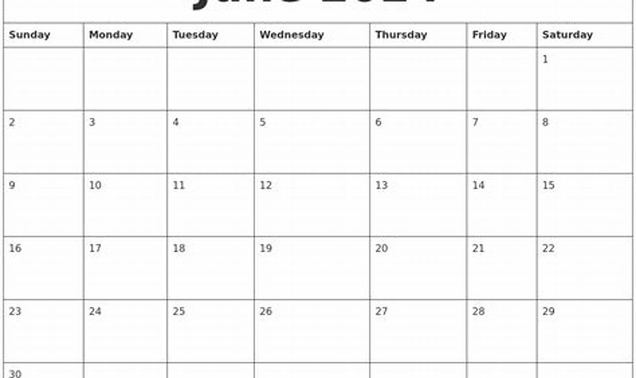 2024 June Calendar Print Outline Form