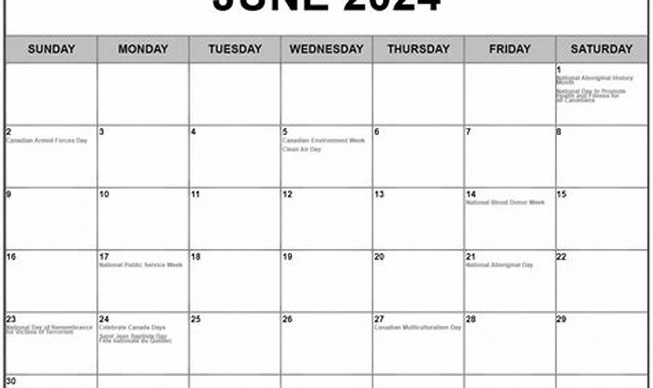 2024 June Calendar With Holidays Ontario California