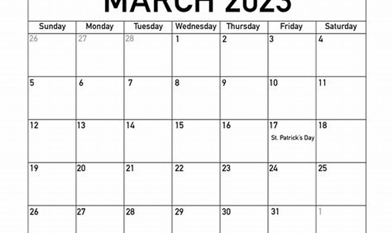 2024 March Calendar Free Printable 2023 Holidays