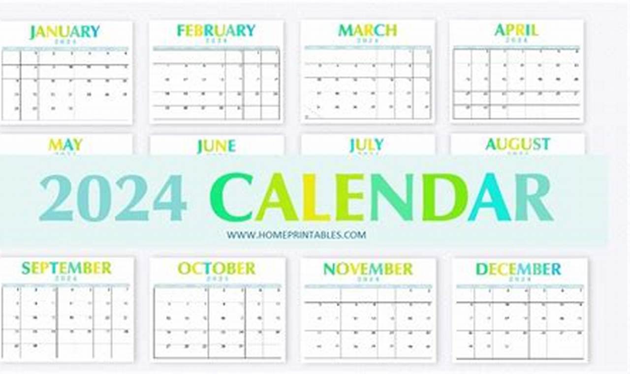 2024 Monthly Calendar Downloadable Free Printable