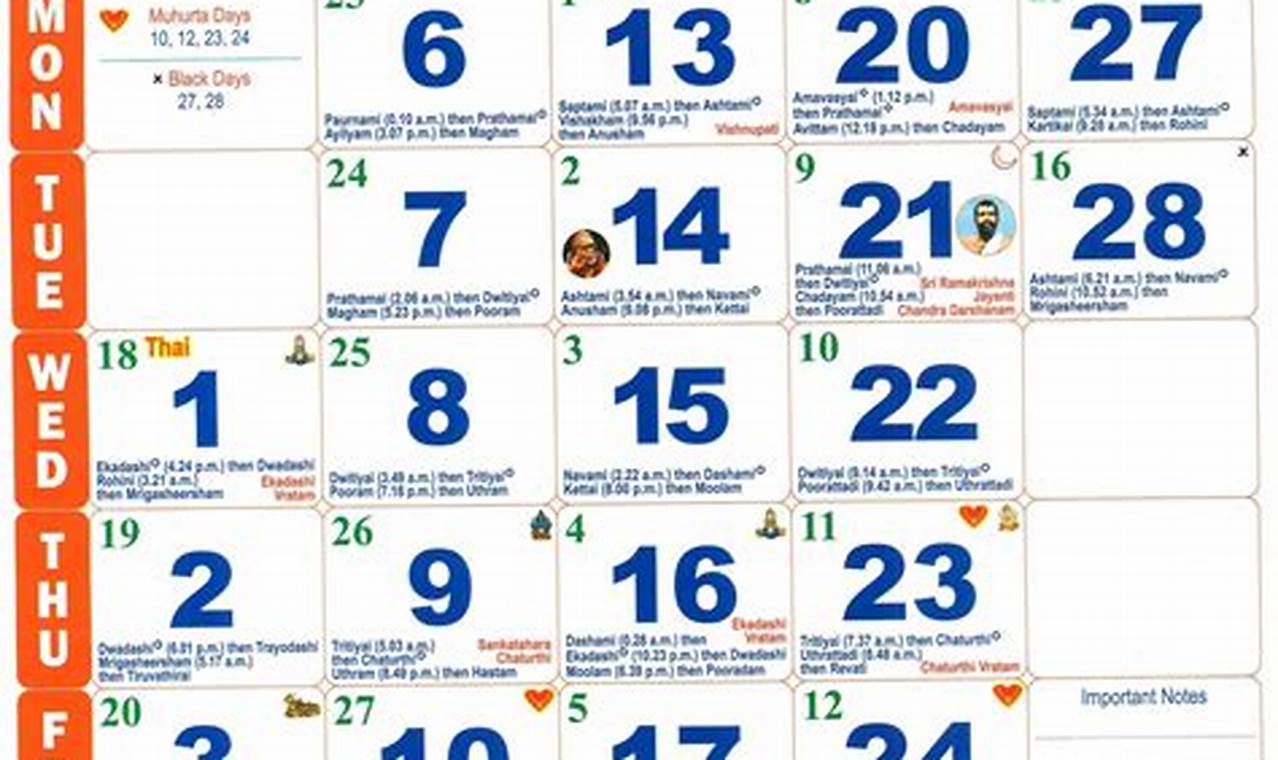 2024 Monthly Calendar In Tamil Free Online