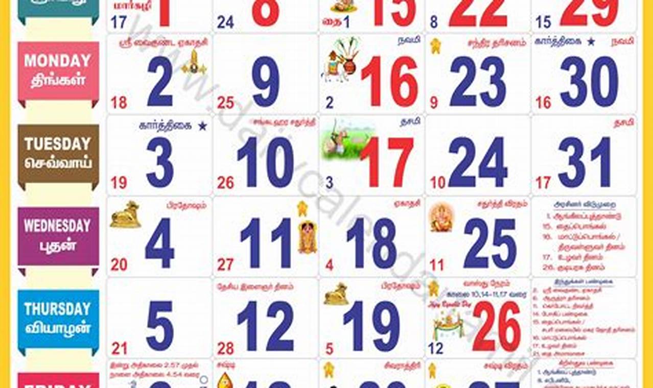 2024 Monthly Calendar Pdf Tamil Download