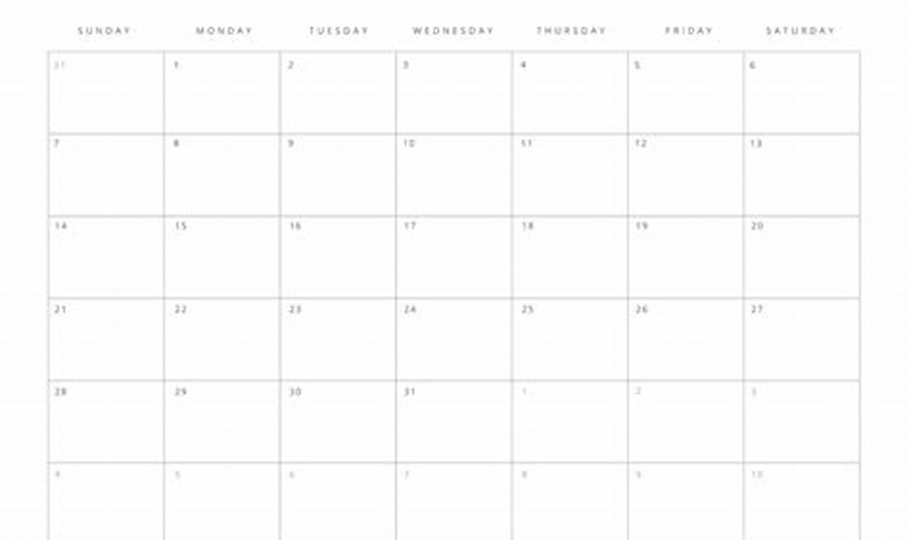 2024 Monthly Calendar Template Printable Printable Calendar