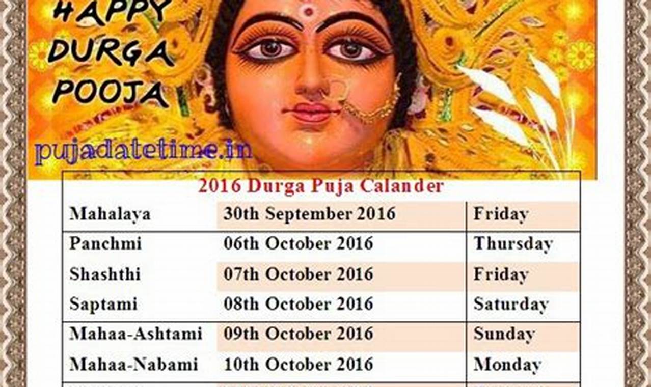 2024 October Calendar Durga Puja Date And Time