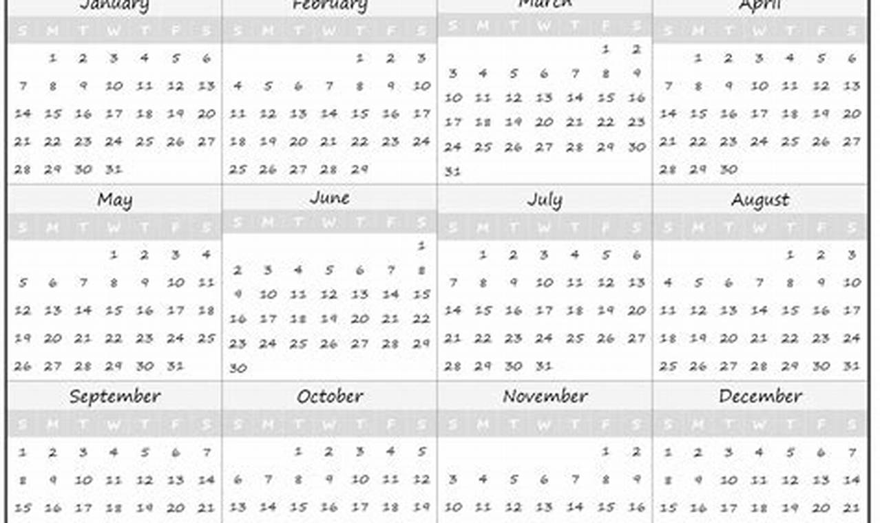 2024 Printable Annual Calendar
