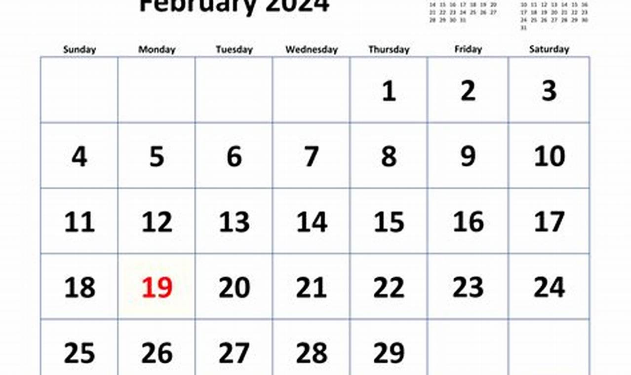 2024 Printable Calendar By Month February