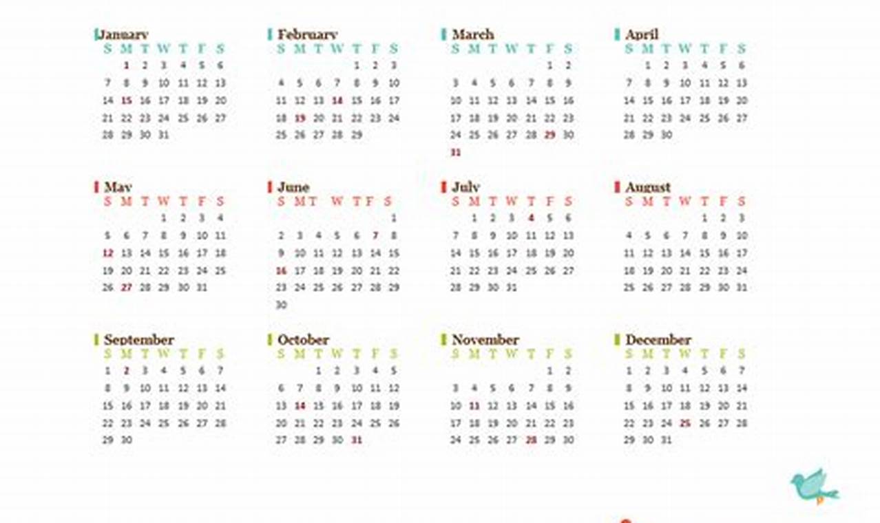 2024 Printable Calendar Template Word Formats