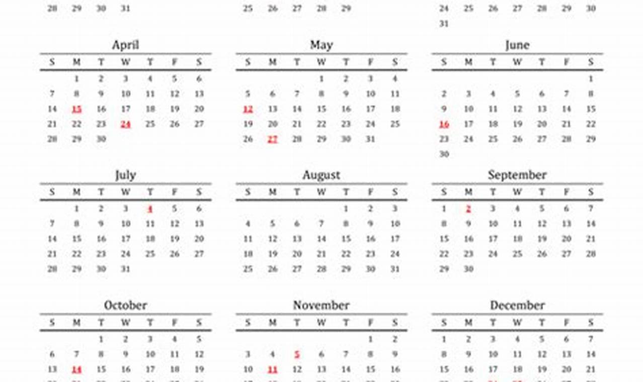 2024 Printable Calendar United States In