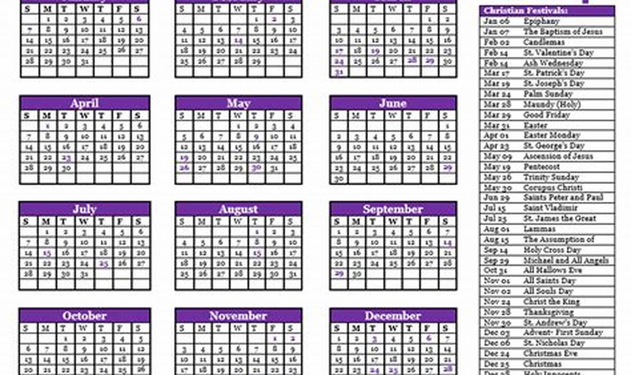 2024 Printable Calendar With Holidays And Festivals