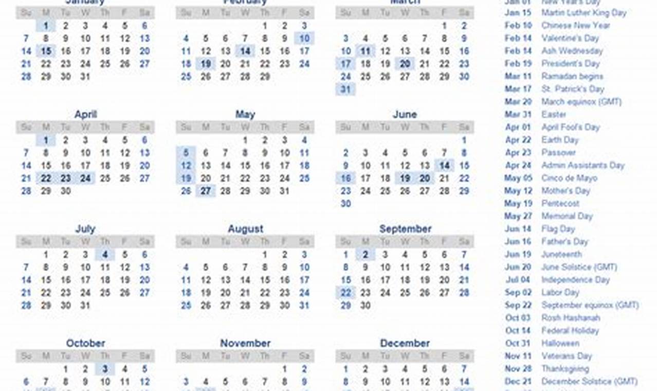 2024 Printable Calendar With Holidays Pdf Download Google Docs