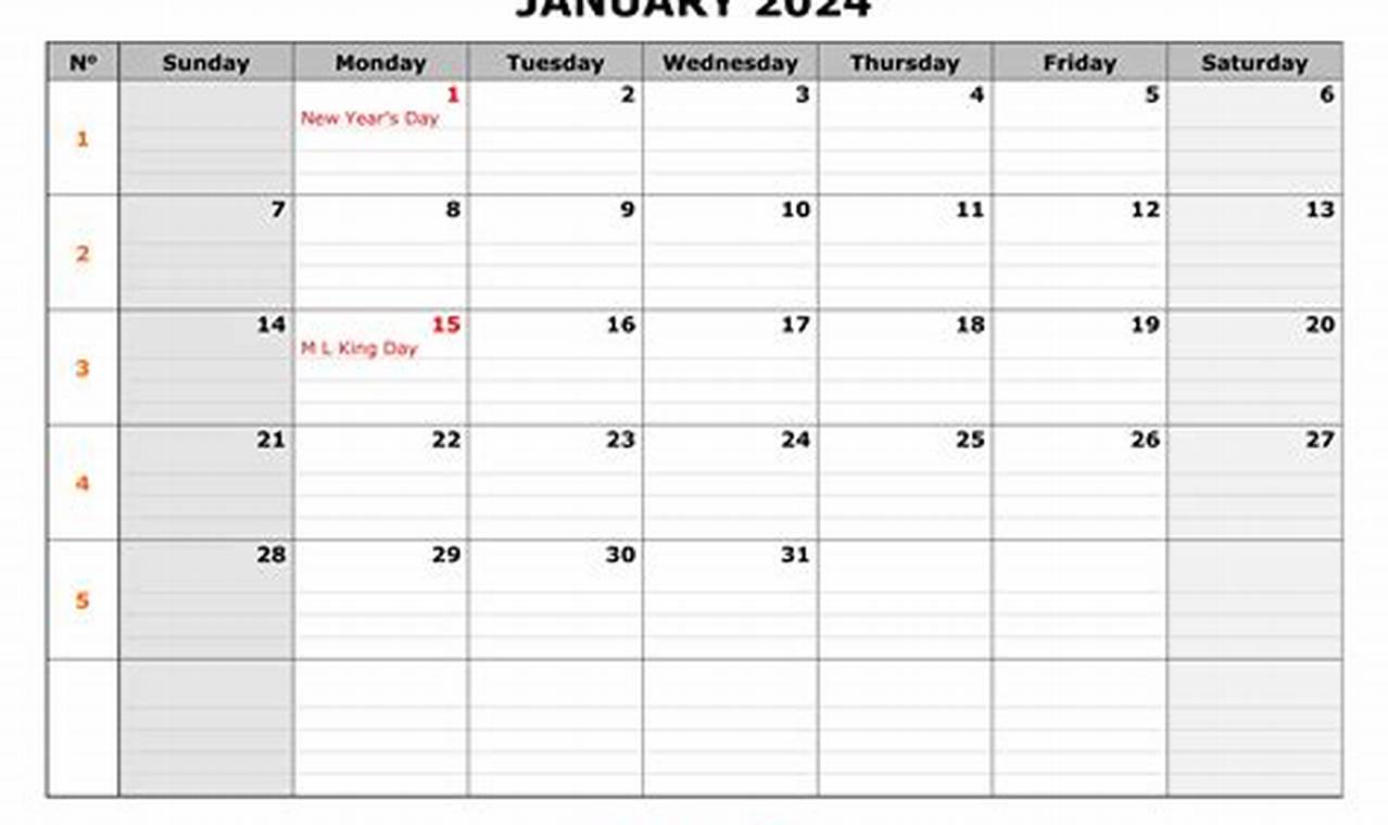 2024 Printable Calendar With Holidays Word Doc