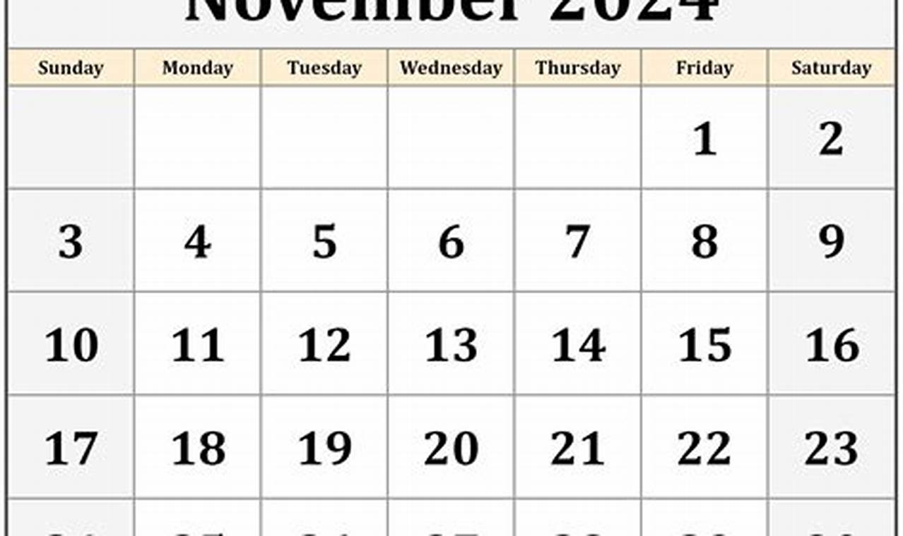 2024 Printable November Calendar One