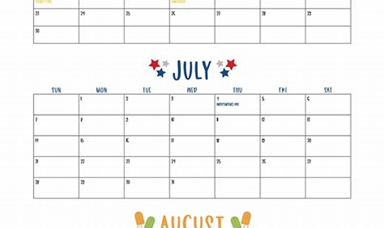 2024 Printable Summer Calendar Full Page