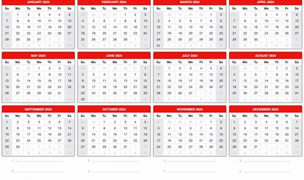 2024 Reservation Weeks Calendar