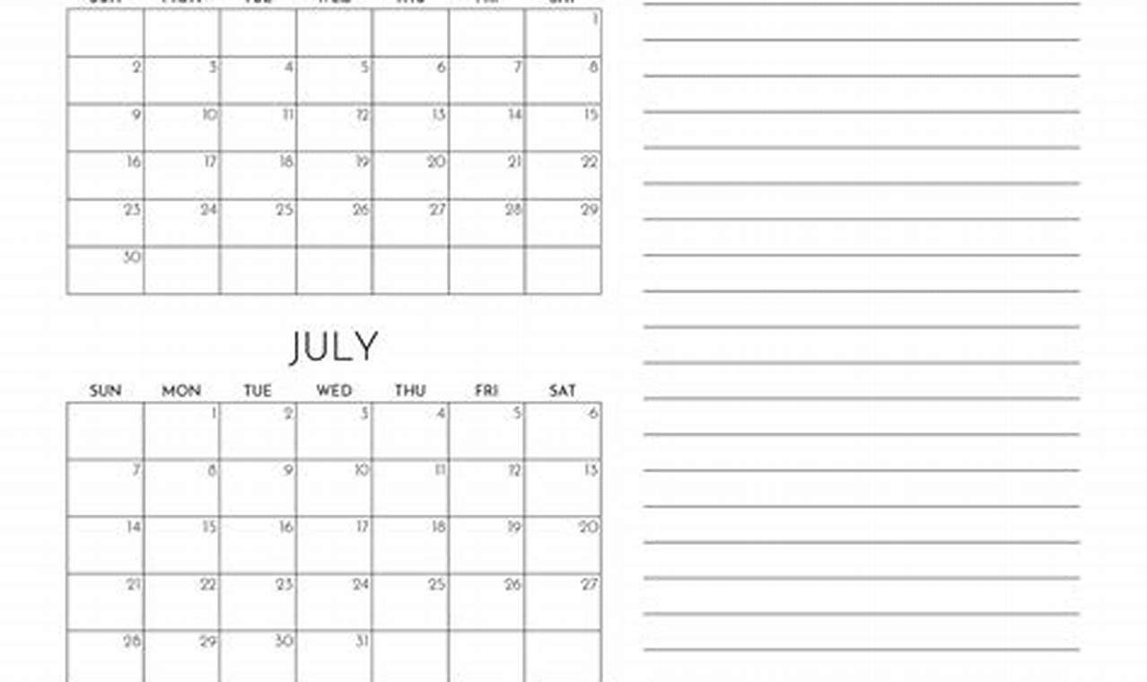 2024 Summer Calendar Free Download Template