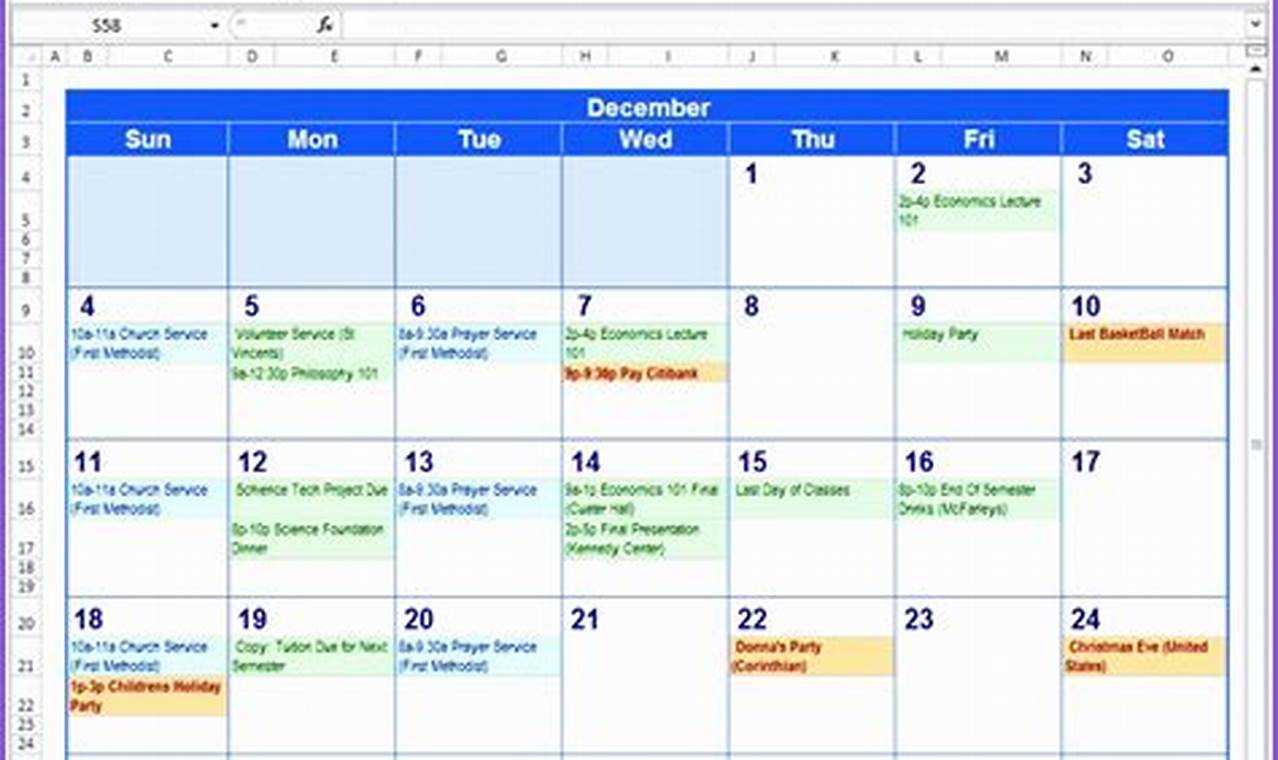 2024 Summer Calendar Schedule In Excel Spreadsheet