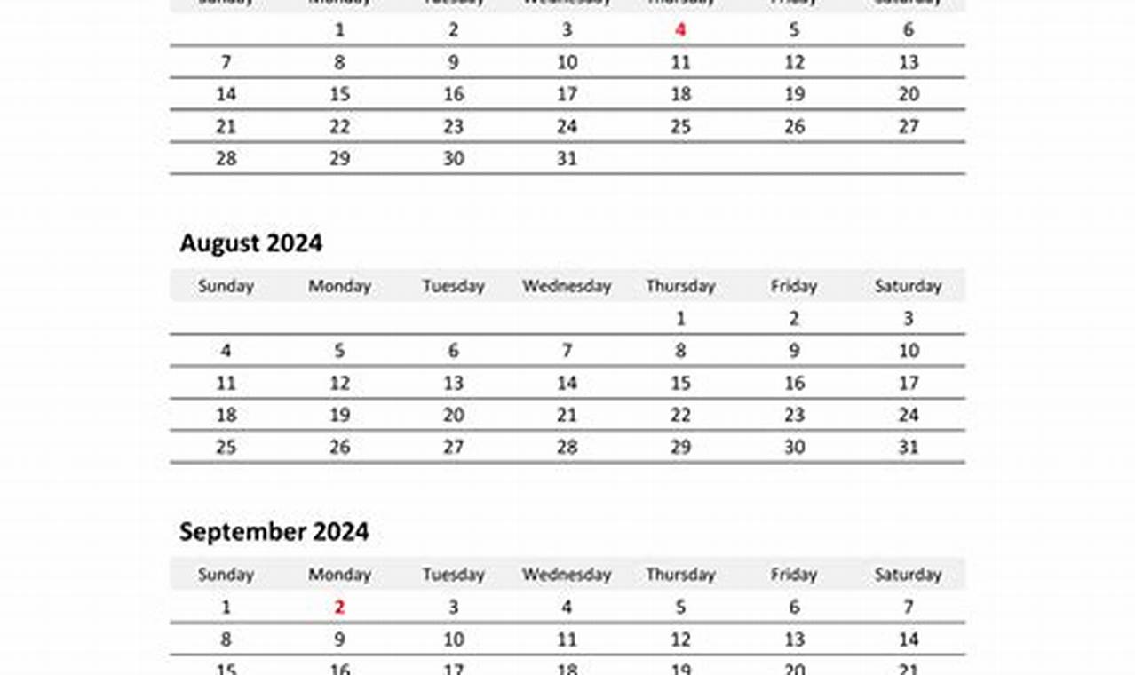 2024 Summer Calendar United Statesman Meaning Chart