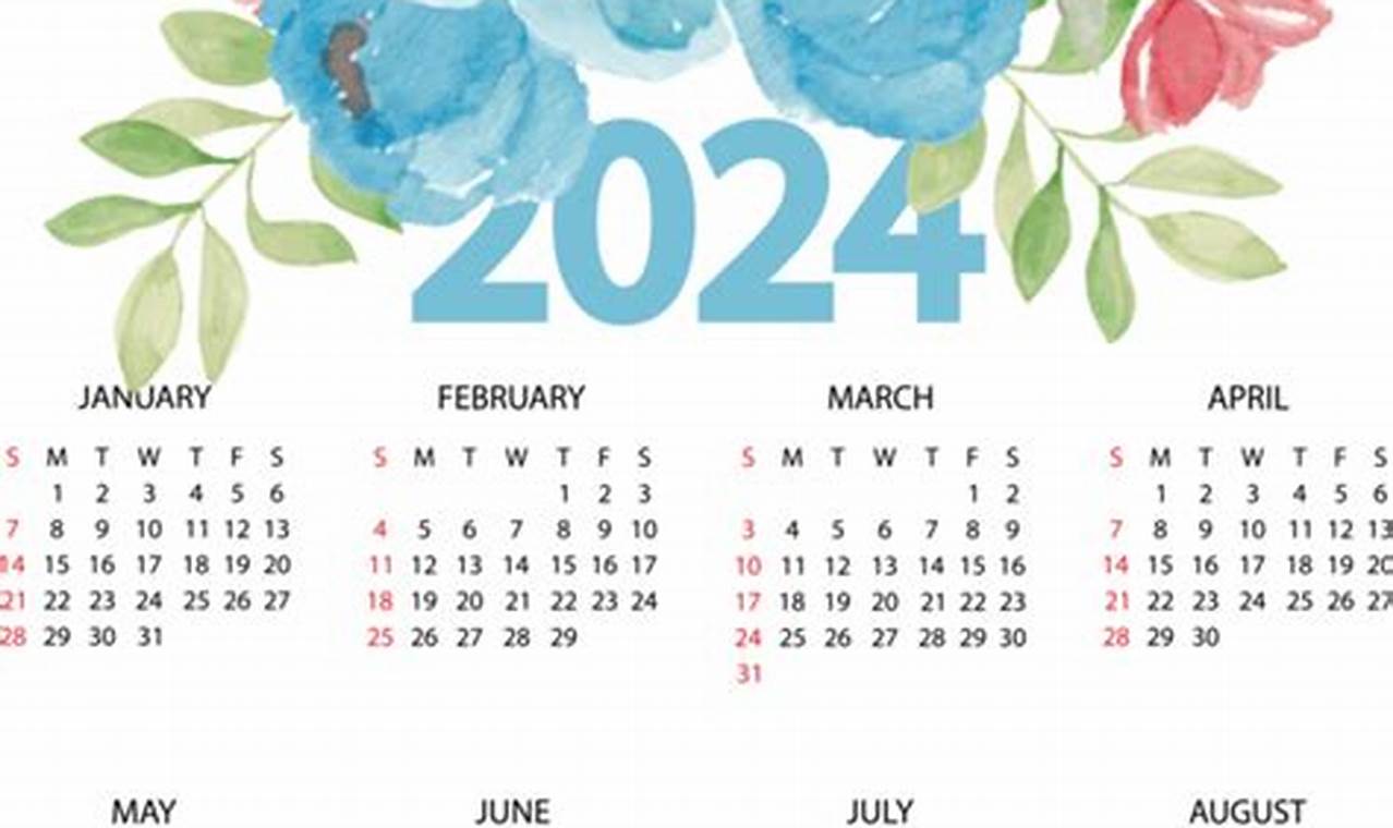 2024 Wall Calendar Floral Pattern