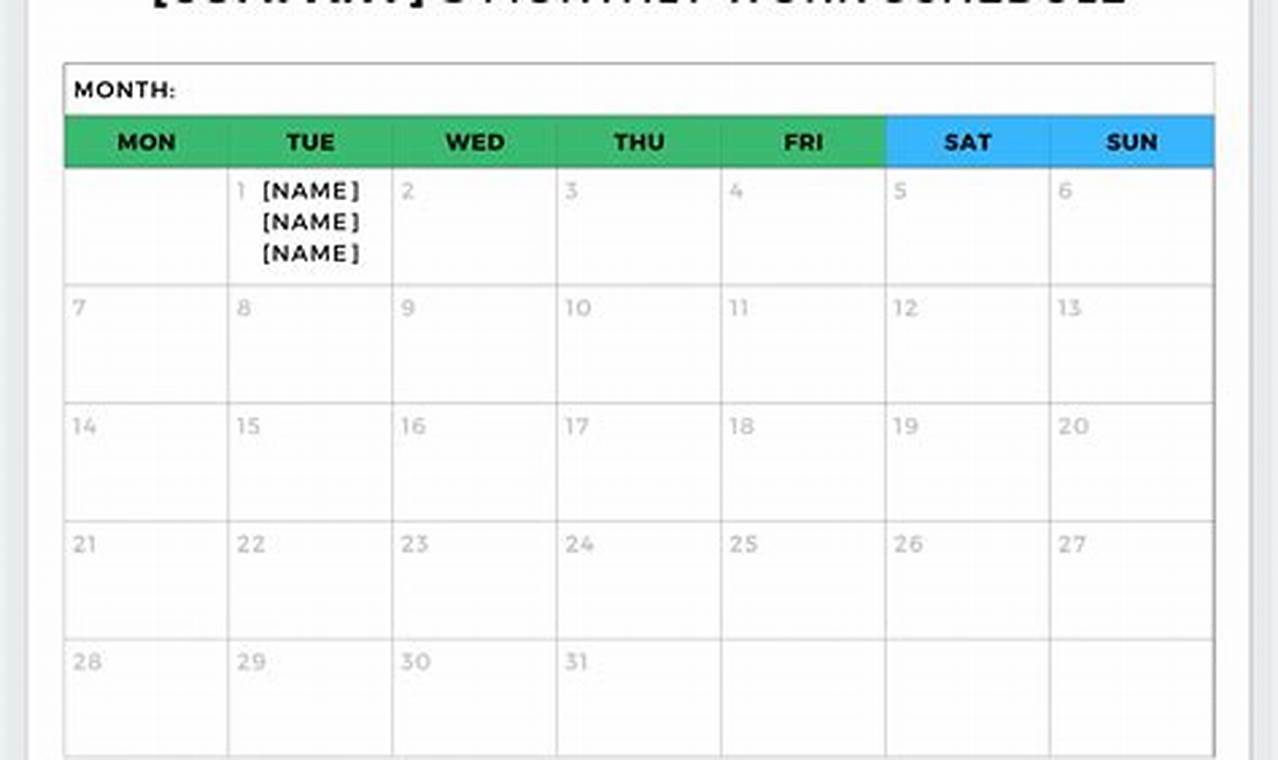 2024 Work Schedule Template