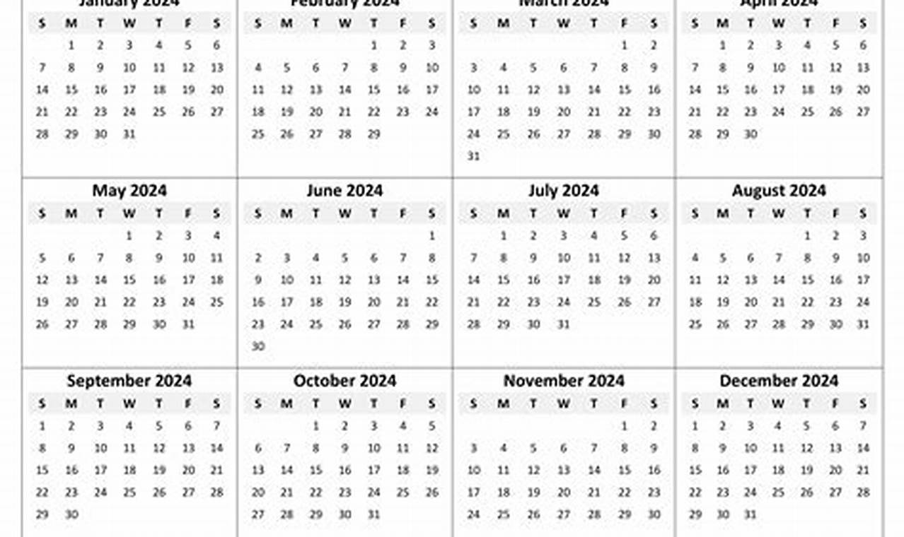 2024 Yearly Calendar Printable One Page Pdf Wikihow