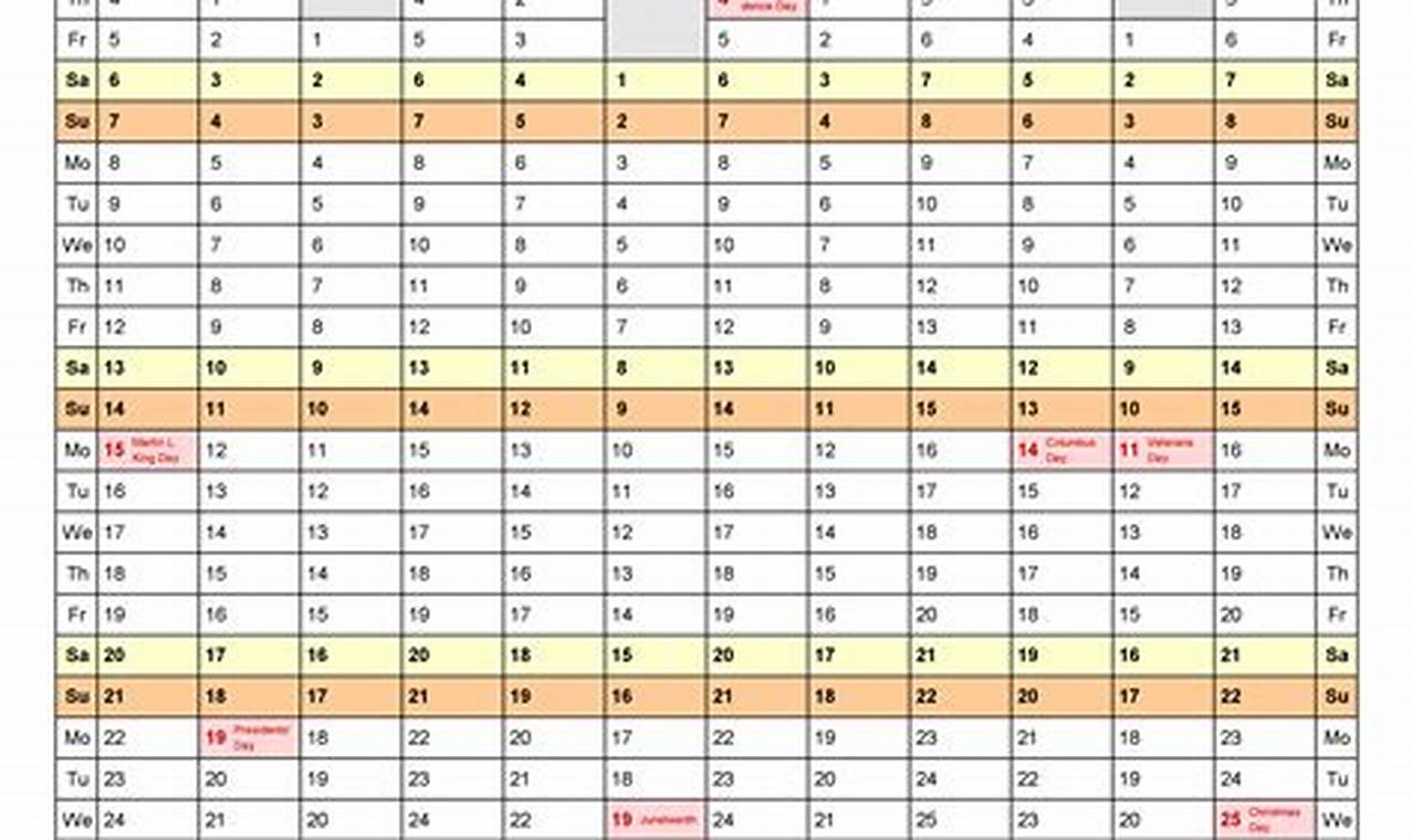 2024 Yearly Calendar With Holidays Excel Template