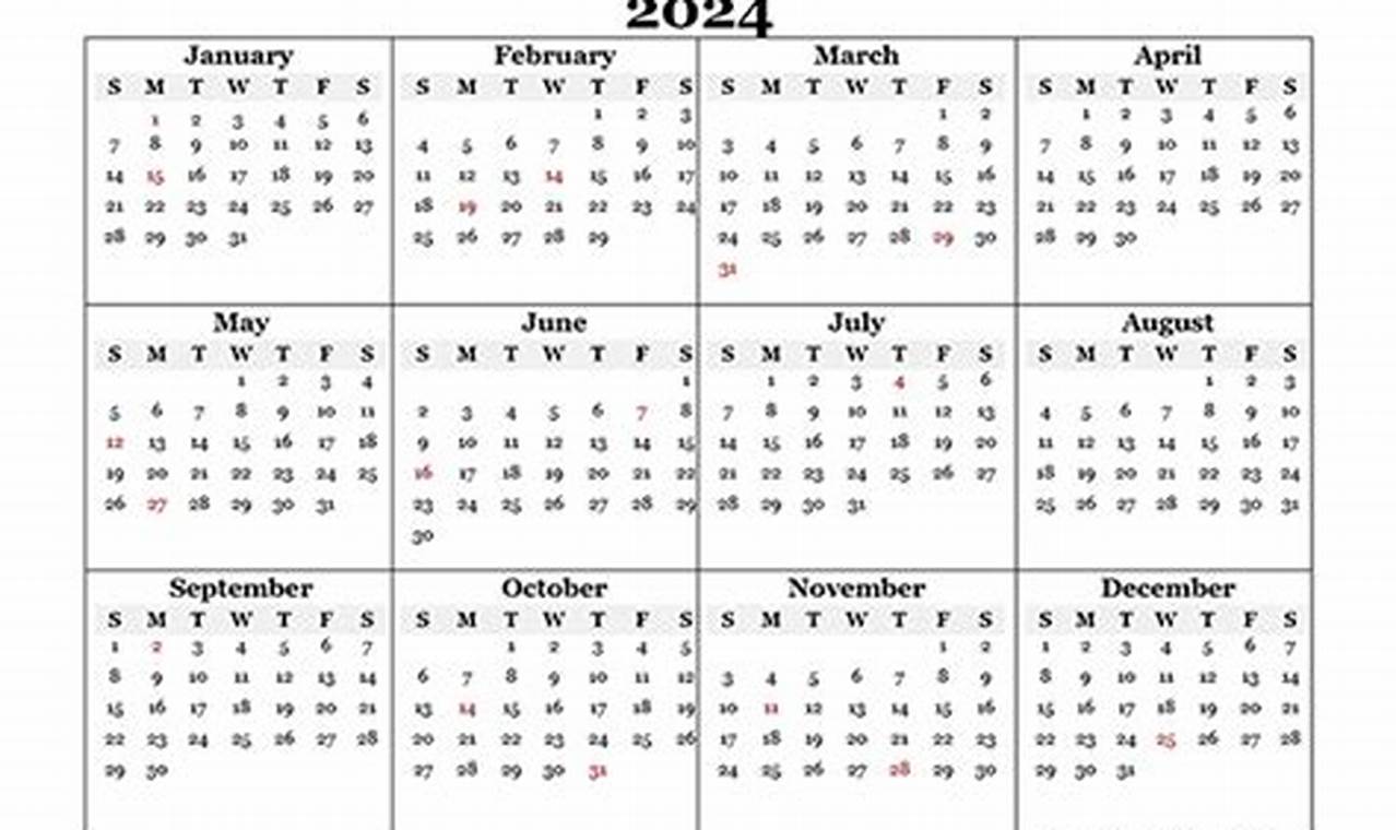 2024 Yearly Calendar Word Template Pdf Download