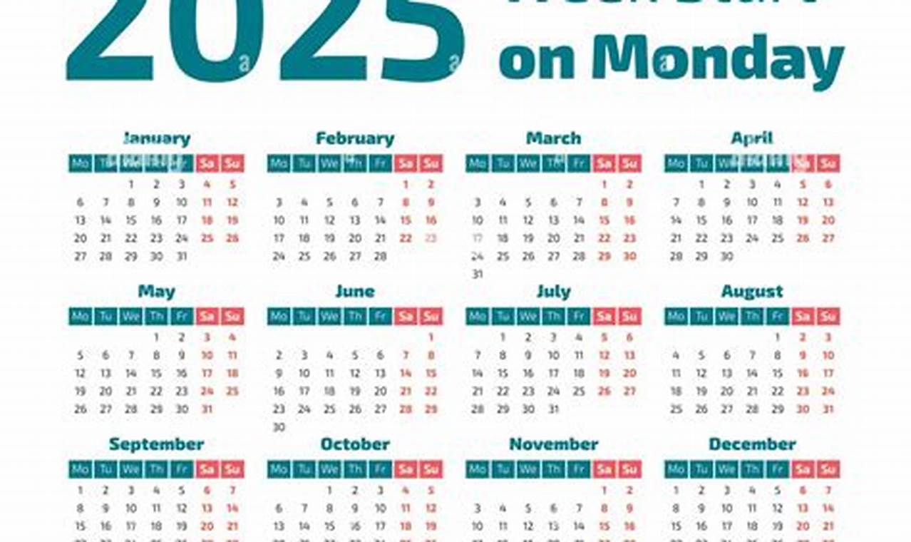 2025 Calendar Week Starting Monday Excel File