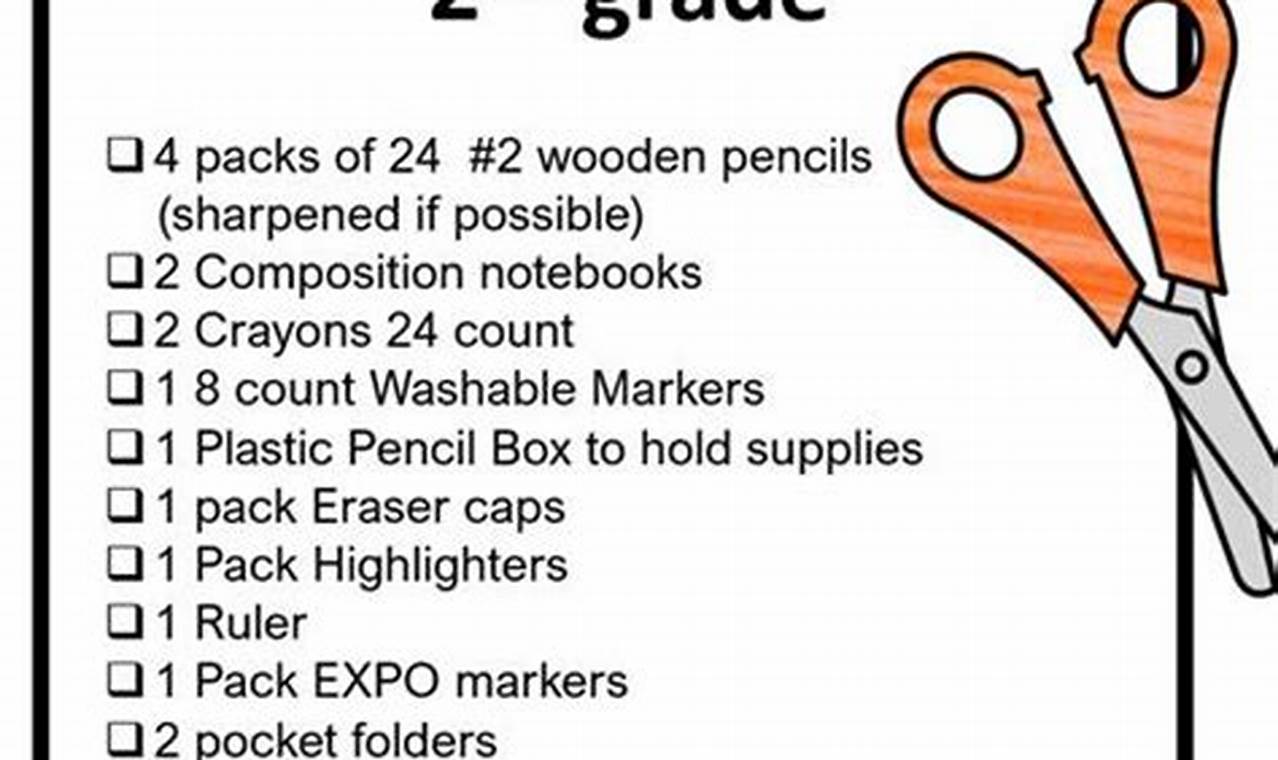2nd Grade School Supply List 2024 Free