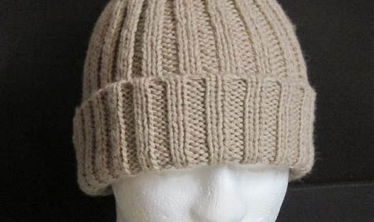 2x2 Rib Knit Hat Pattern for Beginners on Straight Needles