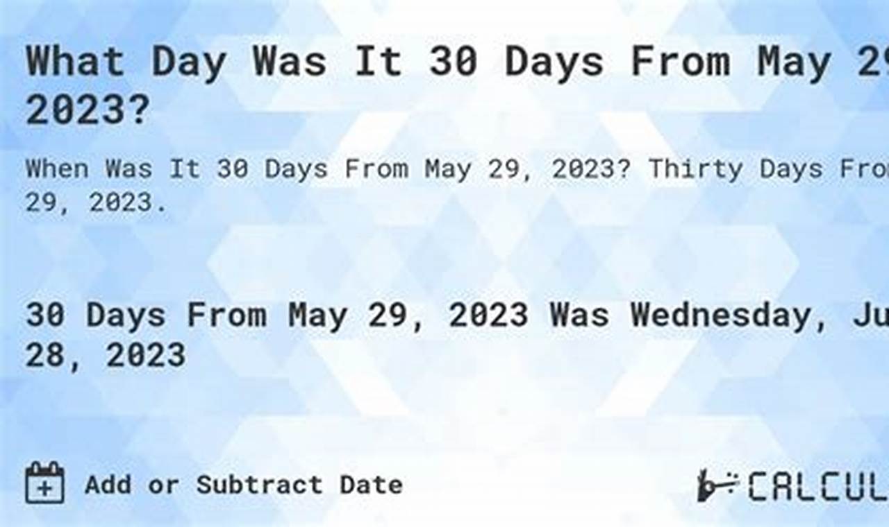 30 Days From May 29 2024