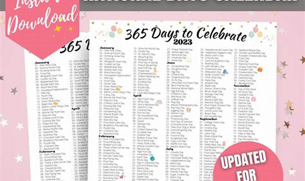 365 Days In England Calendar