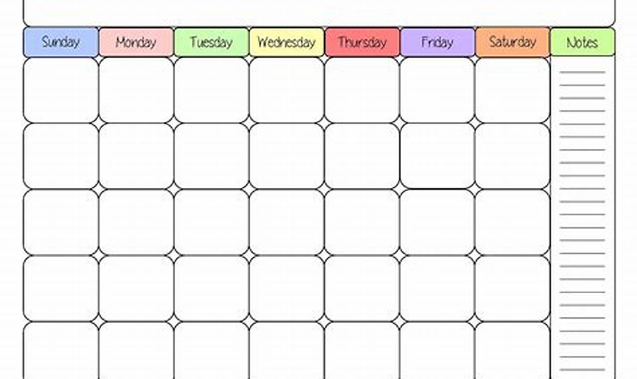 4 Day Calendar Template