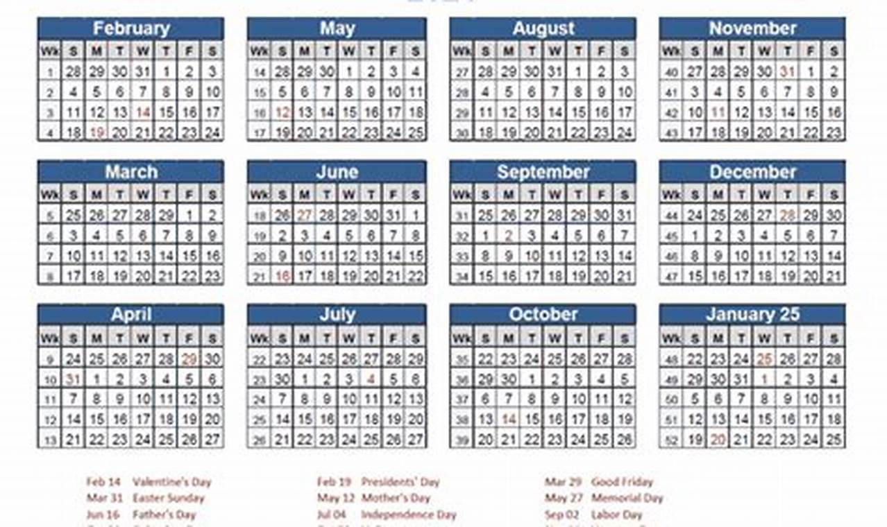 4-5-4 Retail Calendar 2024