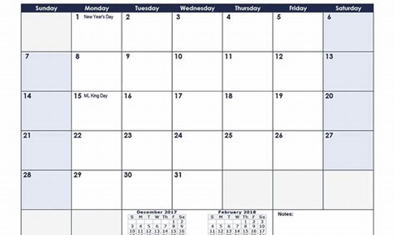 4x6 Printable Calendar