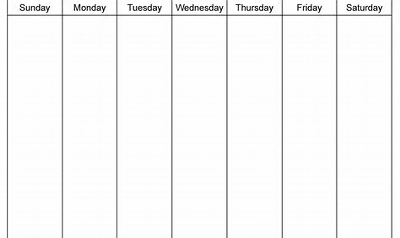 7 Day Blank Weekly Calendar Printable